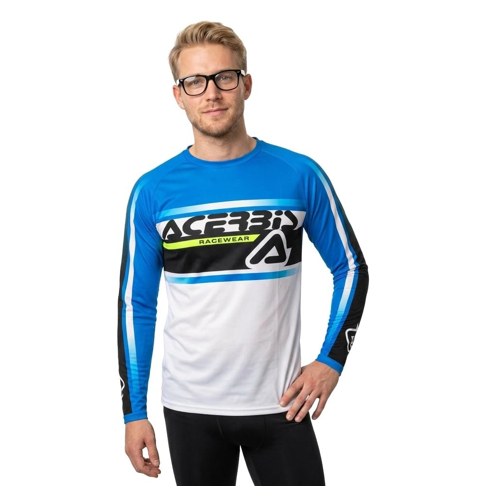 Acerbis MX Linear Lugo Maglia da motocross, blu/bianco, L