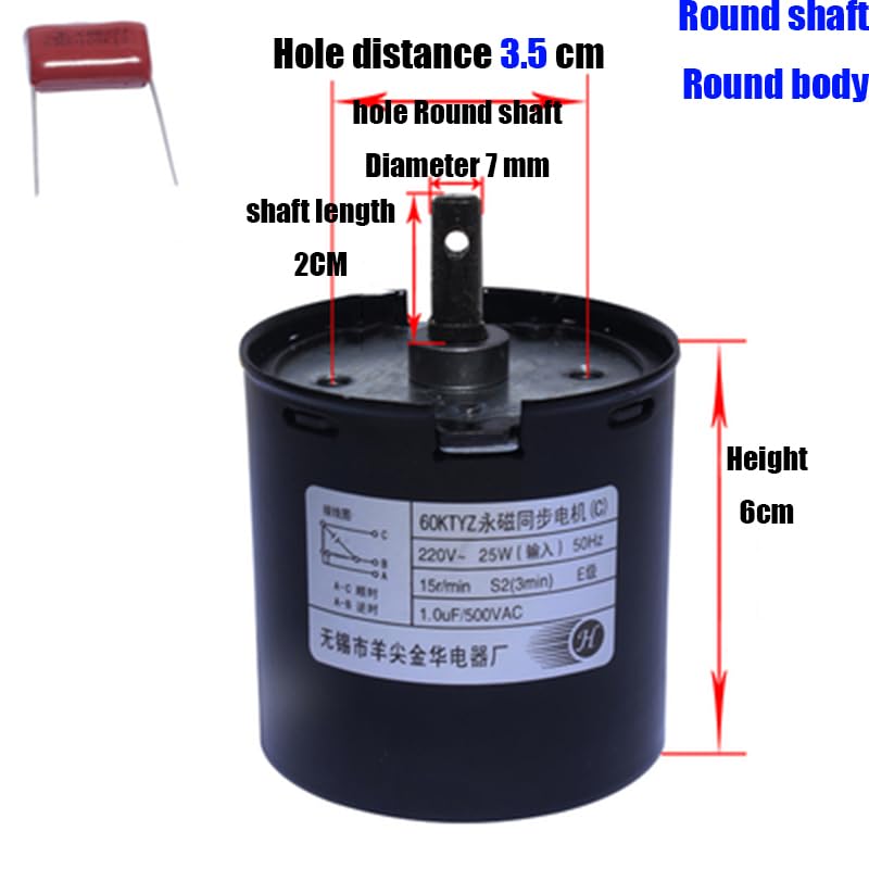 60KTYZ 25W AC Synchronous High torque Projection screen Motor 220V Engine Permanent Magnet Silver Screen Cloth Lifting Motor - (Speed: Round shaft 7cm)