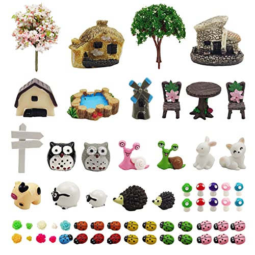 YUE QIN Accesorios de jardín de Hadas en Miniatura Adornos de jardín de Hadas en Miniatura Mini Animales Kit de Adornos en Miniatura para Bricolaje Jardín de Hadas Muñecas Casa Decoración Cover