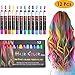 Produktbild BYJIN Haarkreide,12 Farben Temporäre Haarkreide Set Auswaschbare und ungiftige Haarstifte Haarfarbe für Kinder und Teenager Geeignet für Karneval, Party, Weihnachten Halloween Geburtstag