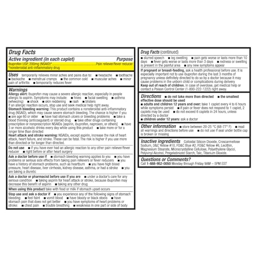 Image of HealthA2Z Ibuprofen Tablet Bottle Pain Relief 200mg (500 Count (Orange))