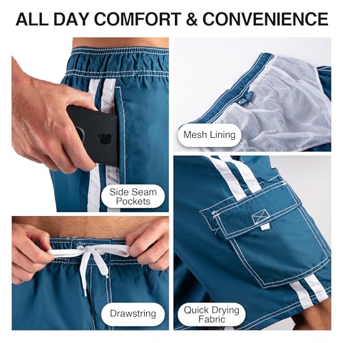 Image of Kanu Surf Men's Big Viper Extended Size Stripe Swim Trunk