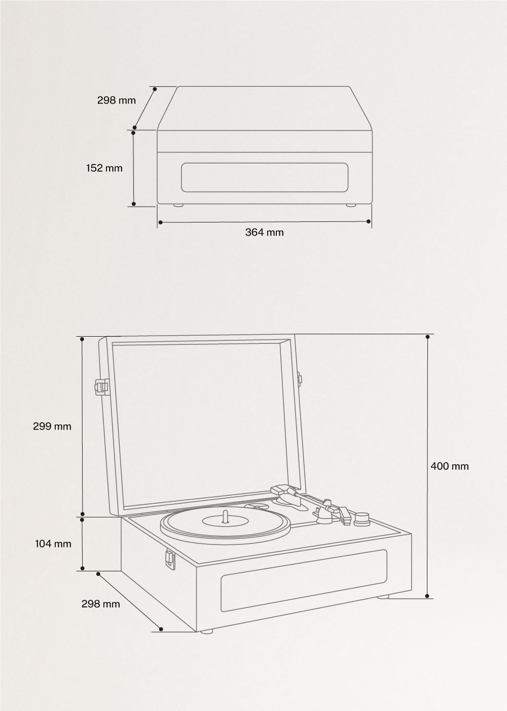 CREATE/Record Player Retro/Tragbarer Koffer-Plattenspieler in Cremeweiß/Mit Bluetooth USB, SD, MicroSD und Mp3, Retro-Stil