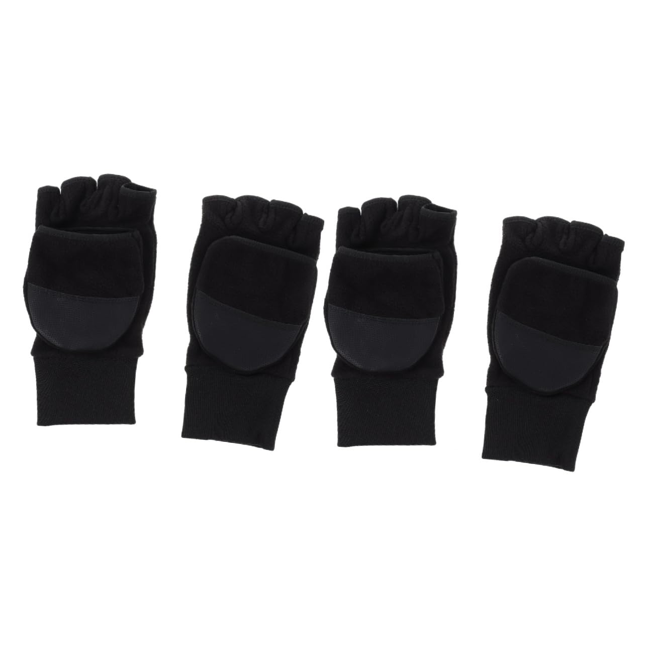 Holibanna Guantes de medio dedo gym gloves frío lana calentadores de guantes de mano cálido térmico guantes resistentes al desgaste guantes polares de medio dedo forro polar Black