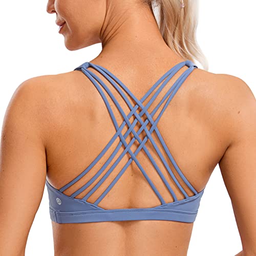 Image of CRZ YOGA Naked Feeling Strappy Sports Bras for Women - Criss Cross Back Wireless Padded Cami Yoga Workout Top