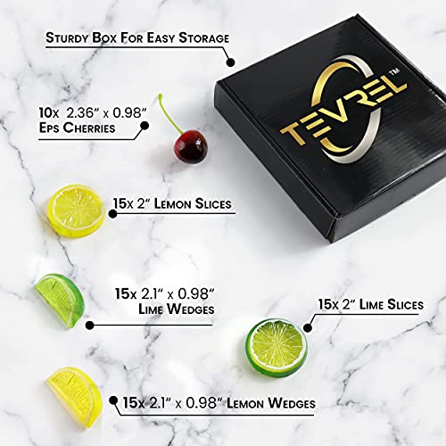 Tevrel 40Pcs Artificial Lifelike Cherries Lemon Lime Slices And Wedges. Decorative Lemon Slices Lemon Blocks Red Black Cherries Fake Fruit For Home House Kitchen Party Wedding Décor Desk Ornament Diy Craft thumb #1