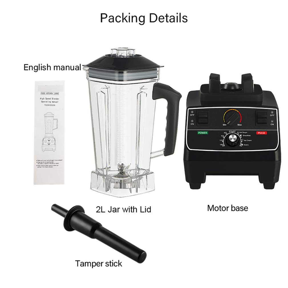 Blender Mixeur Multifonctions, Smoothie Blender Chauffant Blender Mixeur Puissant avec 2200W Mixeur Smoothie Et Milk-Shake avec 8 Lames en Acier Inoxydable Et 2L sans BPA Jarre, Noir