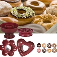 ケーキ型　パウンドケーキ　クッキー型　ドーナツ型 Amazon｜1PC 多目的ダークレッドプラスチックドルナッツメーカー