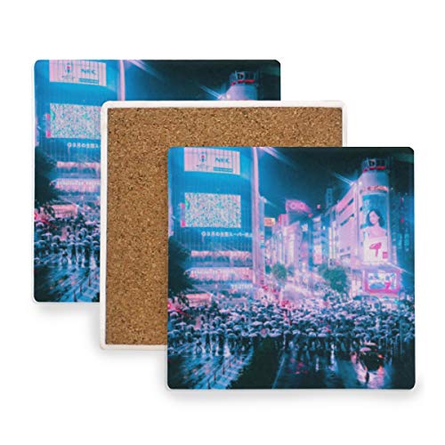 MontoJ Tokyo - Sottobicchieri assorbenti per bevande, Di legno, 1, 1 piece set
