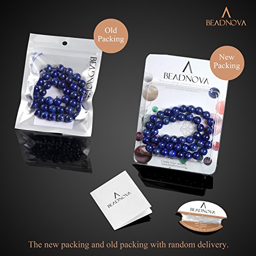 Image of BEADNOVA Blue Lapis Lazuli Beads Natural Crystal Beads Stone Gemstone Round Loose Energy Healing with Crystal Stretch Cord for Jewelry Making (10mm, 36-38pcs)