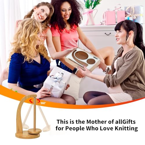 Wollabwickler, Wollhaspel Rotierender Magnetischer Wollknäuelhalter,Yarn Winder Garnrollenhalter wollabwickler Holz Wollhalter wollwickler für Häkel- und Strickzubehör-Geschenke(Lackfarbe)