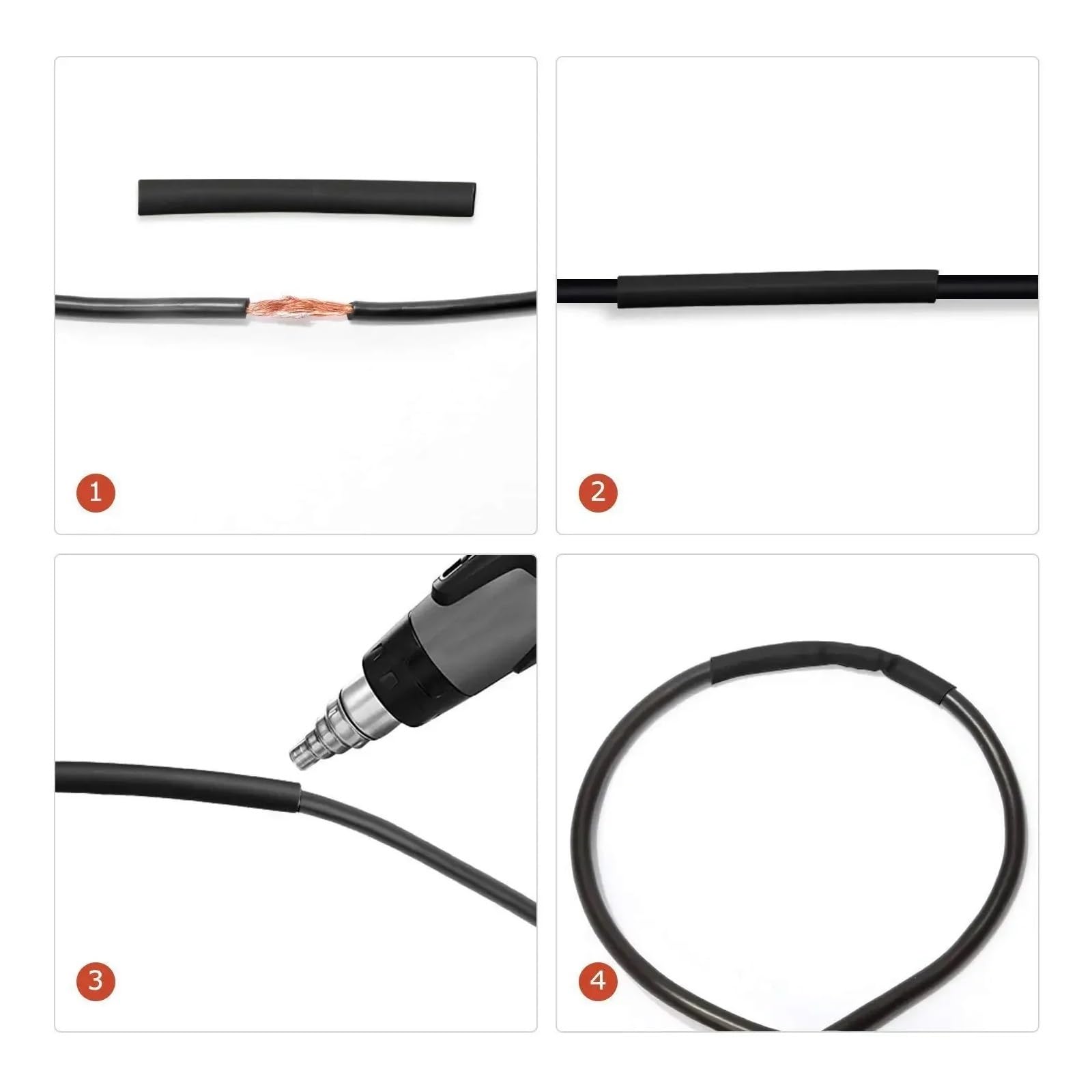 Assortimento di connettori per cavi elettrici a 360 gradi, terminali per cavi con saldatura termorestringente e kit di tubi termorestringenti.