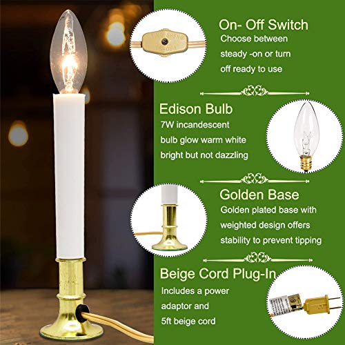 GOOTHY-Electric-Window-Candles-Lights-with-Golden-Plated-Base-Plug-in-Christmas-Window-Candles-Lamp-with-C26-Clear-Lights-Bulb-Turn-OnOff-4-Pack GOOTHY Electric Window Candles Lights with Golden Plated Base Plug in Christmas Window Candles Lamp with C26 Clear Lights Bulb Turn OnOff 4 Pack