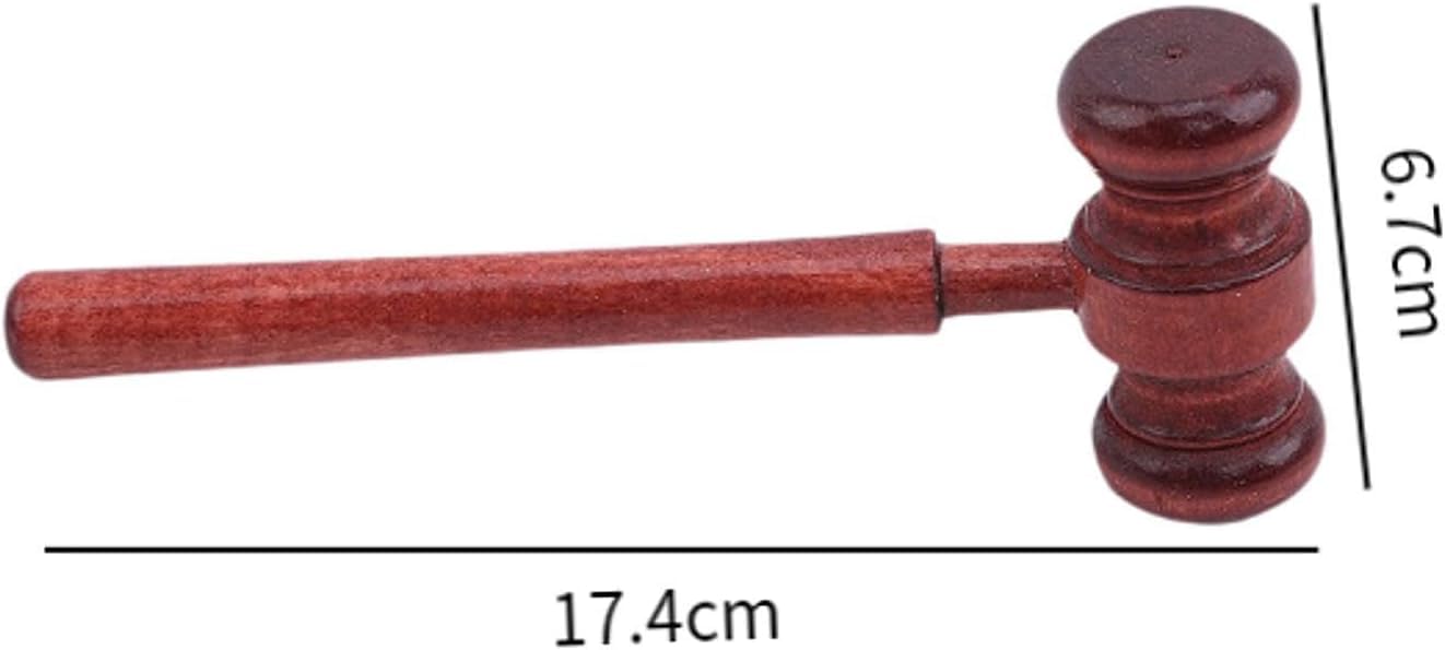 Garkria Wooden Judge Gavel Halloween Party Props Wooden Hammer Block Judge Hammers for Costume Accessory - Red Brown
