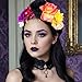 Amabro Halloween Headbands, Floral Day of the Dead Headband Mexican Flower Rose Crown Headpiece Halloween Cosplay Party Headdress Costume Hair Wreath Decorations for Women Men(Style B)