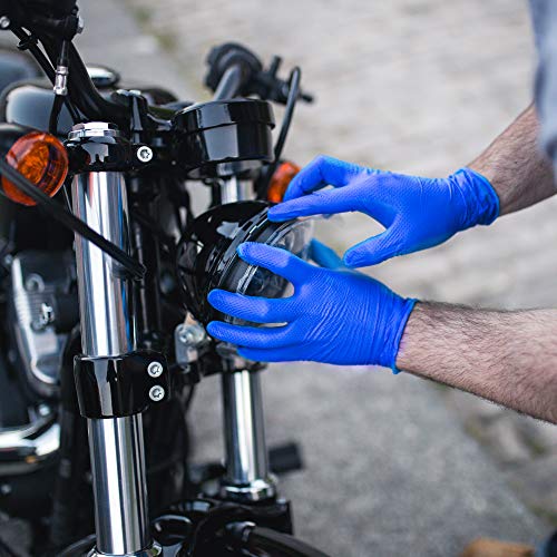 AMMEX Gloveworks HD Industrial Royal Blue Nitrile Gloves with Diamond Texture Grip, Case of 1000, 6 mil, Size Medium, Latex Free, Powder Free, Textured, Disposable, GWRBN44100