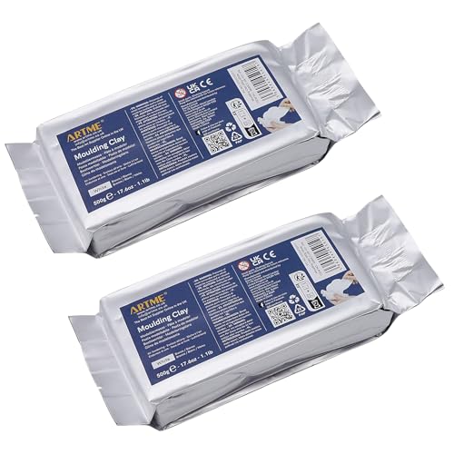 ARTME White Modelling Clay 1000g Air Dry Clay 2 x 500g Craft Pack Set