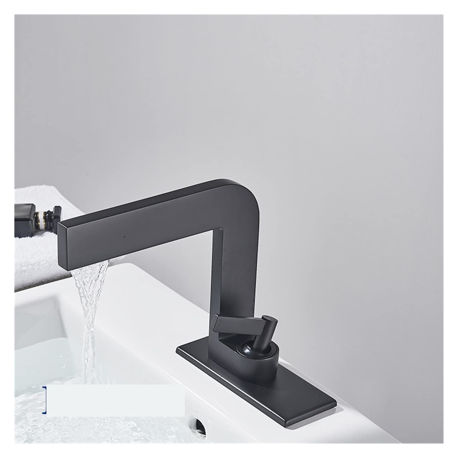 Mooilko Nero Matte Black Brass Material Bathroom Vanity Faucet Seven-Shaped Faucet Gentle Waterfall Outlet Hot And Cold Mixer Taps Easy To Install(Nero)