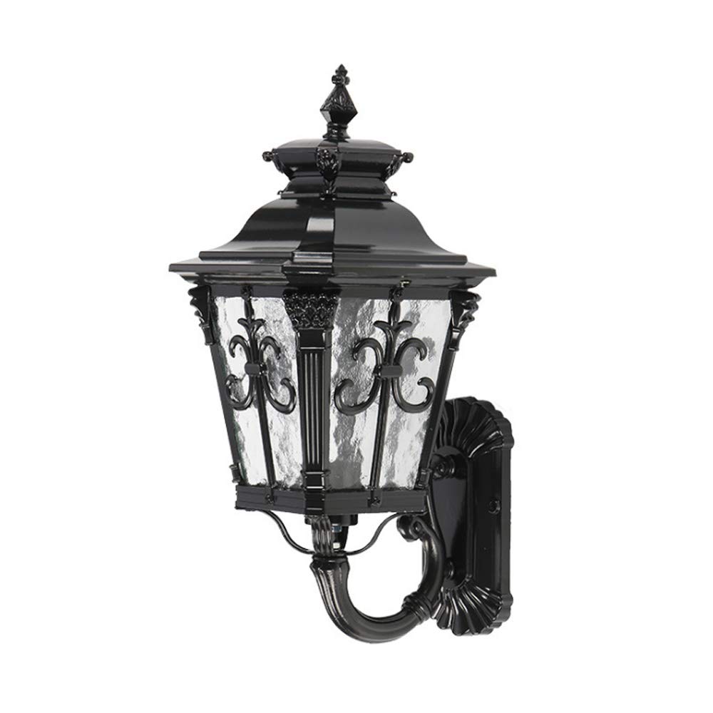 noxozoqm One-Light Outdoor Wall Lantern Waterproof Outdoor Lantern Lights E27 Base Black Finish with Glass
