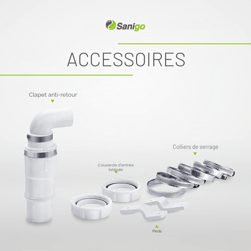 SANI-S250C Broyeur sanitaire Pompe à déchets silencieuse, Pompe de relevage Douche équipée de Deux entrées