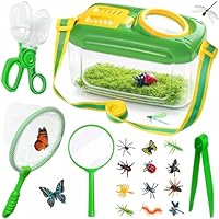 Bug Catcher for Kids, 17 PCS Bug Catching Kit with Bug Collector Toy Bugs Butterfly Net Magnifying Glass Insect Catcher Tweezers, Outdoor Explorer Kit for Kids Age 3 4 5 6 7 8