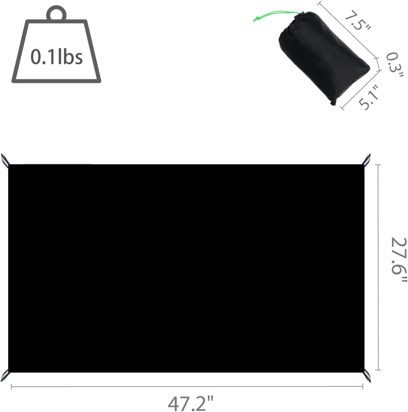 Wind Tour Multifunctional Tarp Waterproof with Carry Bag for Tent Ultralight Outdoor Tent Footprint for Ground Camping Hiking (47.2" x27.6")