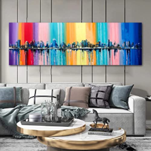 Pintura impresa en lienzo de ciudad abstracta con acabado premium 2