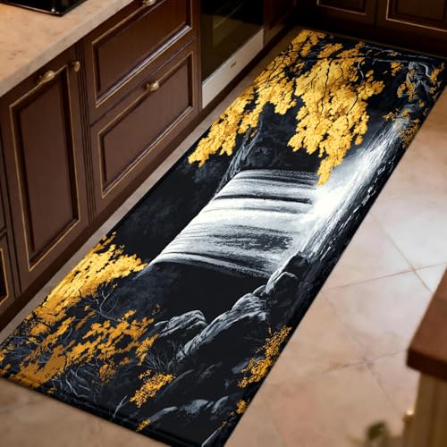 Kurzflor Küchenteppich 50 x 150 cm Wasserfall-Bergschlucht...