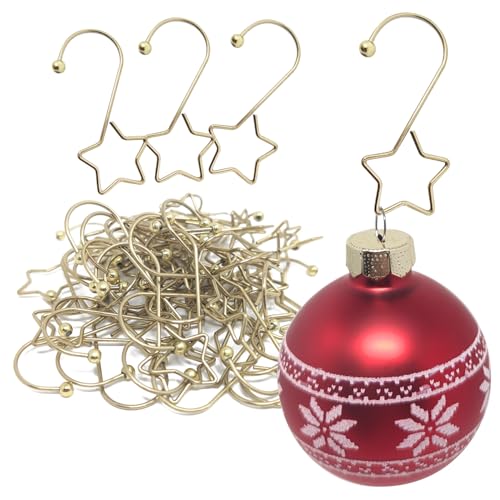 com-four® 50x Premium Aufhänger in Sternform für Christbaumkugeln -...