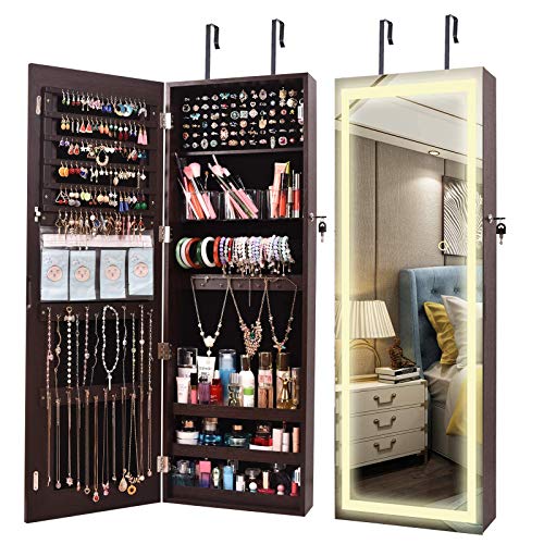 Oraf led wall door mirror full length jewelry cabinet a…