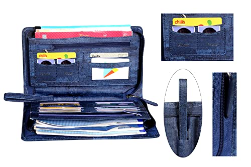 Image of Sukeshcraft Multiple Cheque Book Holder | Original PU Holds Upto 8 Cheque Books, CorkBlue