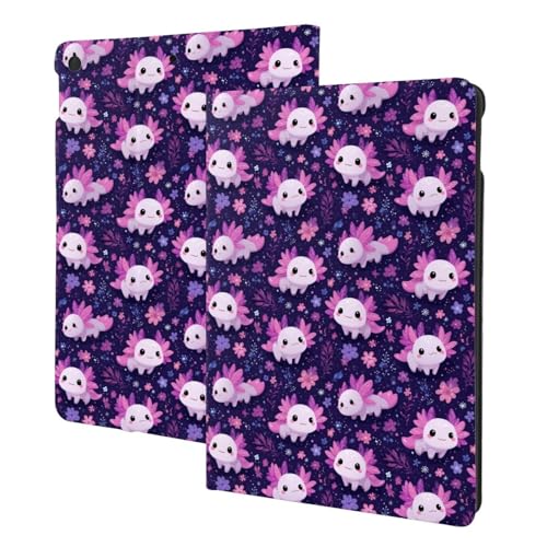 Housse iPad 10.2 avec veille automatique et support folio axolotl