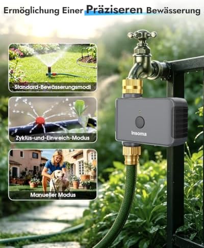 Insoma WiFi Water Timer Brass Inlet Outlet, Smart Sprinkler Timer for Garden Hose, APP & Voice Control Hose Timers, No WiFi Hub, 20 Watering Plans, Rain Delay Manual Mode for Garden Lawns(2.4GHz Only) - 2