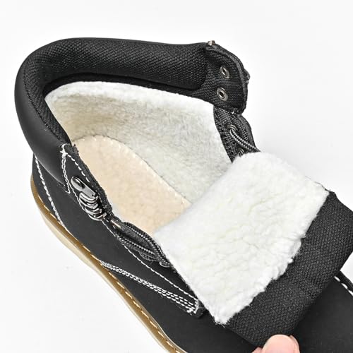 Image of MENS Work Boot High-tops Slip Resistant Protective Leather Shoes Outdoor Sports Fluffing Warm Shoes In Winter Cotton-padded Shose.