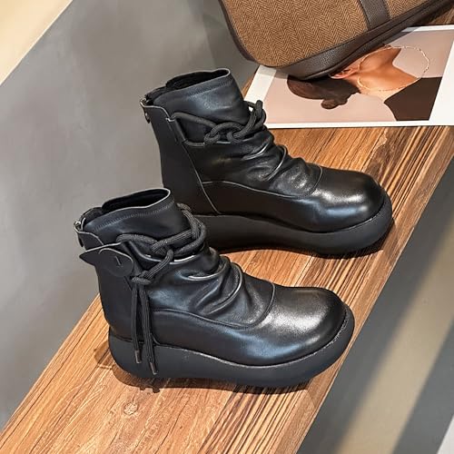 Women High Top Ankle Boots Platform Leather Boots for Women2