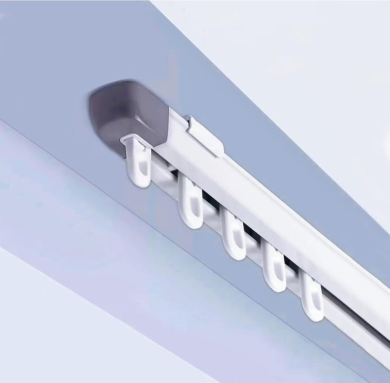 TIPIACE Ceiling mounting Telescopic Curtain Track(White -L 130 to 240 cm)
