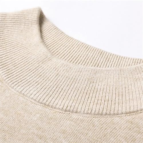 Dcvmvmn Men Fall Winter Sweater Knitted Solid Color Elastic Half-High Collar Long Sleeve Slim Fit Soft Warm Pullover2