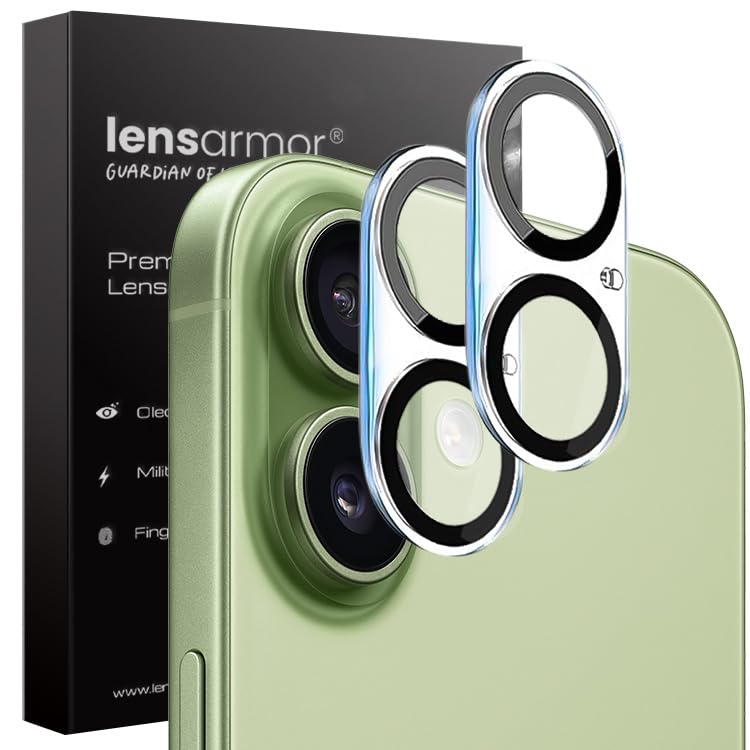 Image of Lensarmor Military Grade Iphone 17 Camera Lens Protector (Pack of 2) - Premium 9H Hardness Glass, Scratch Resistant, Oleophobic Coating, HD Clarity, Edge-to-Edge Protection for Camera Lenses