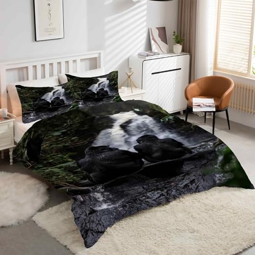 Parure de lit singe 90x190 anti-plis en microfibre douce avec zip - 2