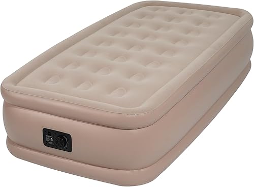 Colchón de aire tamaño Queen con bomba incorporada para colchones inflables portátiles con parte superior flocada, cama de aire plegable doble de 18