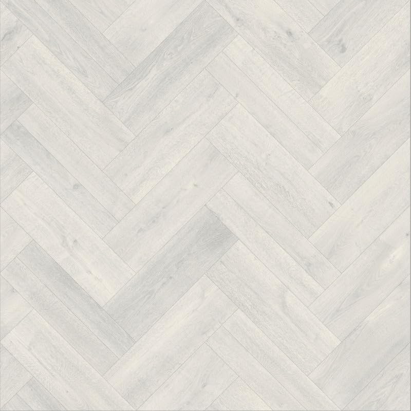 Mayfair 009S Light Grey Wood Herringbone Effect Turbo Vinyl Flooring | - 2m x 4m (6ft6" x 13ft1")
