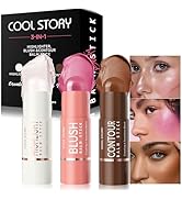 MooGlamor 3-in-1 Highlighter,Blush and Contour Sticks Trio with Highlighter Stick Contour Stick a...