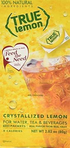 True Citrus Lemon Dispenser Pack 100ct. Plus 5 SAMPLE sticks of True Lemon Lemonade, Peach, Raspberry, Black Cherry, & Orange Mango, Red