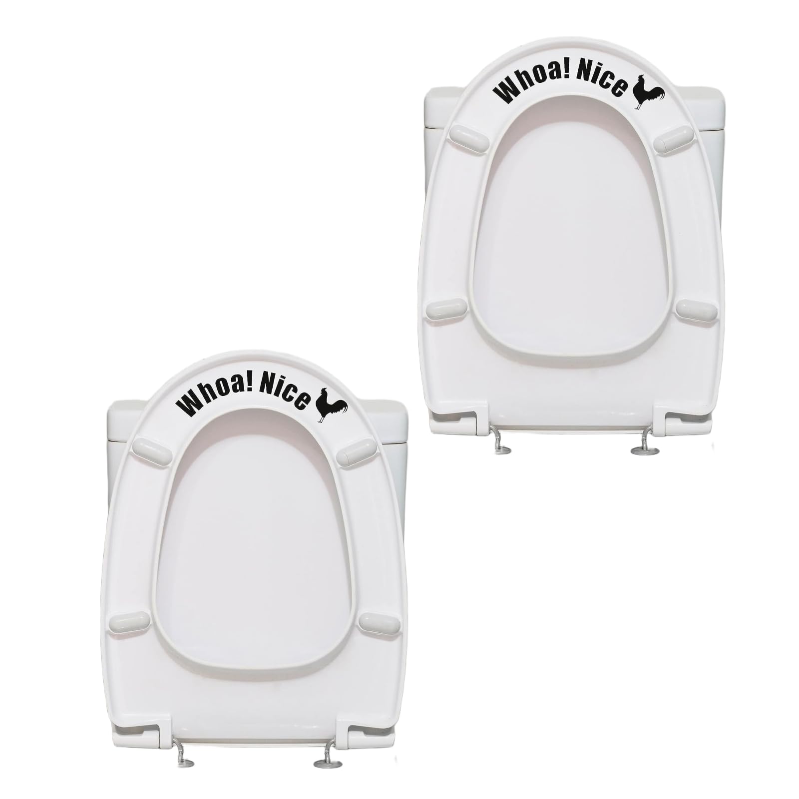 Wpppan Black 2Pcs Funny Cock Toilet Stickers,Whoa Nice Sticker Decal,Prank Stickers,Waterproof Vinyl Wall Art Sign Decor,Removable Self-Adhesive Seat Quote Murals For Wc Restroom Door Seat Decoration