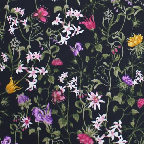 VmG-Store 1 m Cotton Fabric for Sewing 100% Cotton Sewing Fabric, No Sold by the Metre, Children's Fabric (Flowers Bb036)
