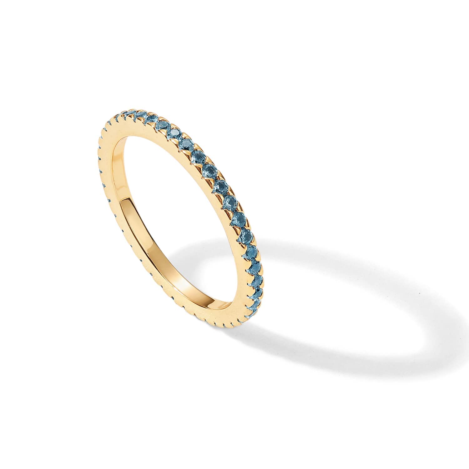 PAVOI 14K Gold Plated Sterling Silver Colored CZ Stones Stackable Ring | Simulated Diamond Eternity Bands for Women