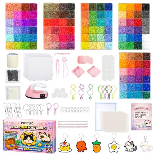 Fuse Beads Kit 2.6mm Mini Beads 62 000 PCS 120 Colors All-in-One Set with Pegboards Mini Iron Tweezers & 200+ Patterns Pixel Art DIY Craft Kit for Adults (Advanced Version)