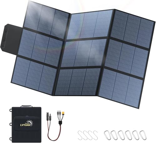 LVYUAN 400W Portable Solar Panel, 24V Foldable Pillow-Sized Solar Panel IP64 Waterproof, Upgraded 23% Efficiency for Solar Power Station Generator for Outdoor Camping Backpacking Hiking