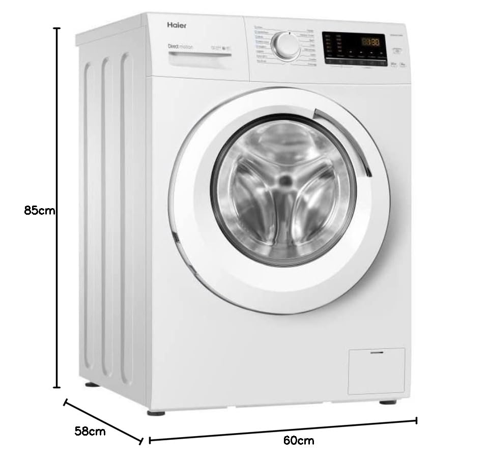 HAIER Lave-linge hublot HW80-B1239N-FR - 8 kg - Direct motion - 1200 trs/min - Vapeur - Classe A - Traitement anti-bactérien