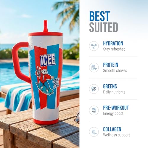 Image of Ice Shaker 40 oz Tumbler with Handle and Straw | 40oz ICEE | Cold for 30+ Hours | 2-in-1 Tumbler Shaker Bottle | Odor-Free 40 ounce Bottle for Water, Protein Shakes, Smoothies, Cocktails